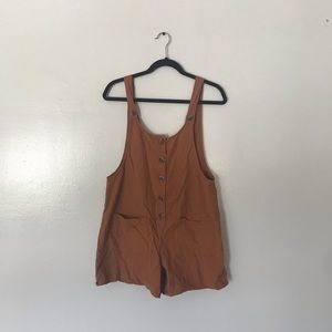 Burnt orange short overalls jumpsuit